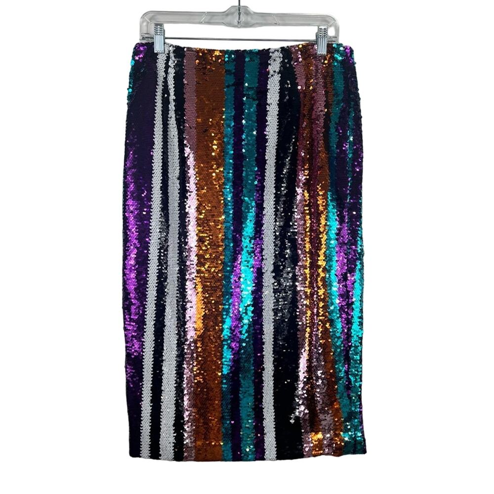 Gracia Vibrant Sequin Striped Pencil Skirt - Picture 5 of 12
